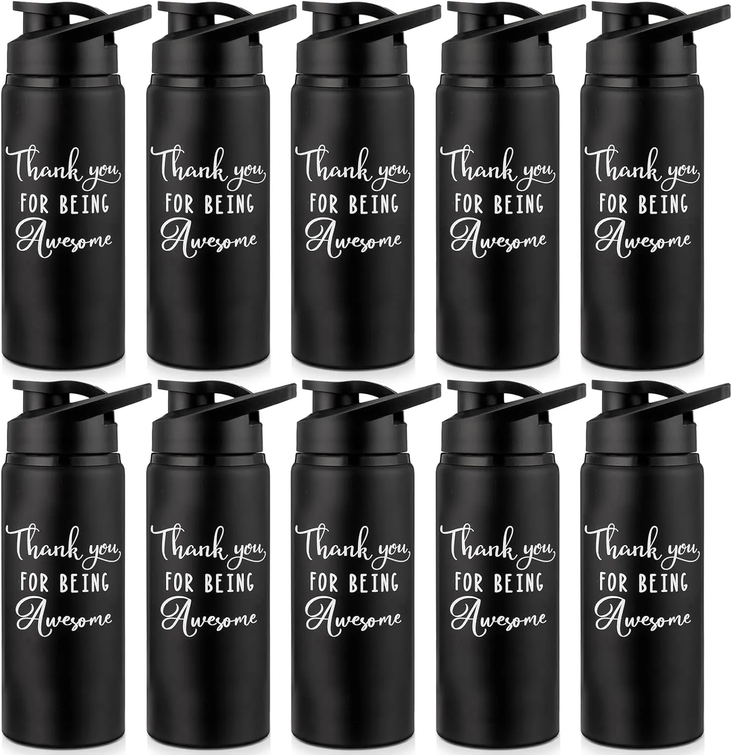 Amyhill 10 Pack Thank You Appreciation Gifts Reusable Bottle Aluminum Water Bottle Gym Water Bottle Lightweight Sports Water Bottle Leakproof Metal Water Bottle with Lid for Camping Hiking
