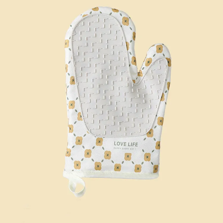 Anti-Scalding Non-Slip Insulation Oven Mitts Kitchen Heat Resistant Thickened Cotton