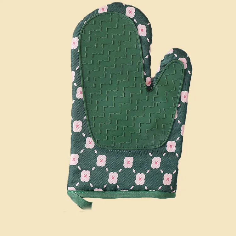 Anti-Scalding Non-Slip Insulation Oven Mitts Kitchen Heat Resistant Thickened Cotton