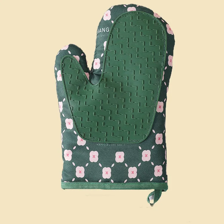 Anti-Scalding Non-Slip Insulation Oven Mitts Kitchen Heat Resistant Thickened Cotton