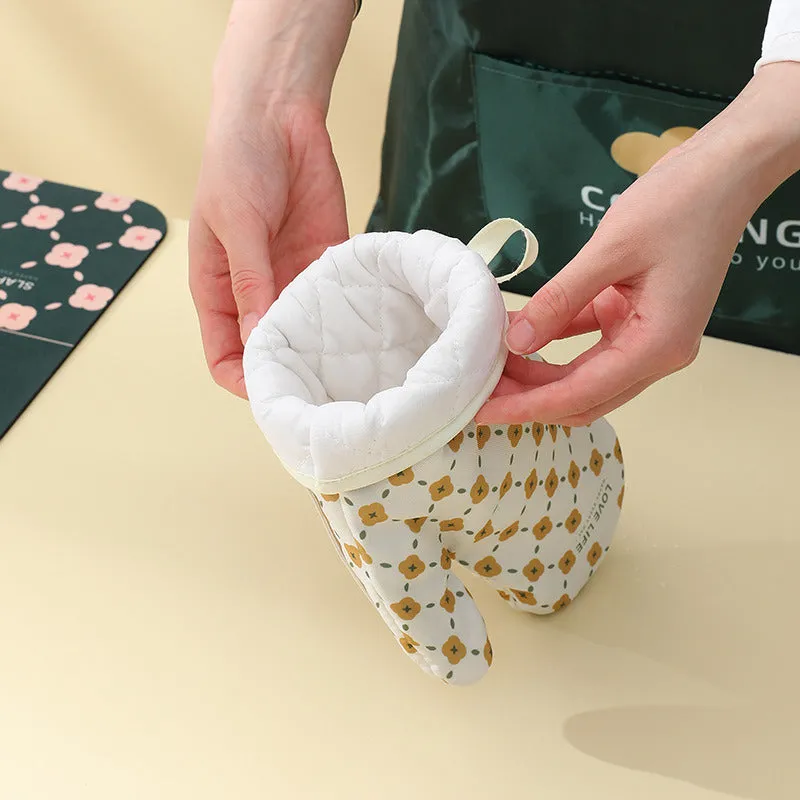 Anti-Scalding Non-Slip Insulation Oven Mitts Kitchen Heat Resistant Thickened Cotton