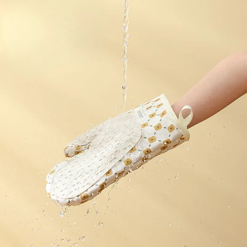 Anti-Scalding Non-Slip Insulation Oven Mitts Kitchen Heat Resistant Thickened Cotton