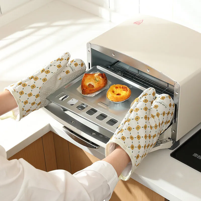 Anti-Scalding Non-Slip Insulation Oven Mitts Kitchen Heat Resistant Thickened Cotton