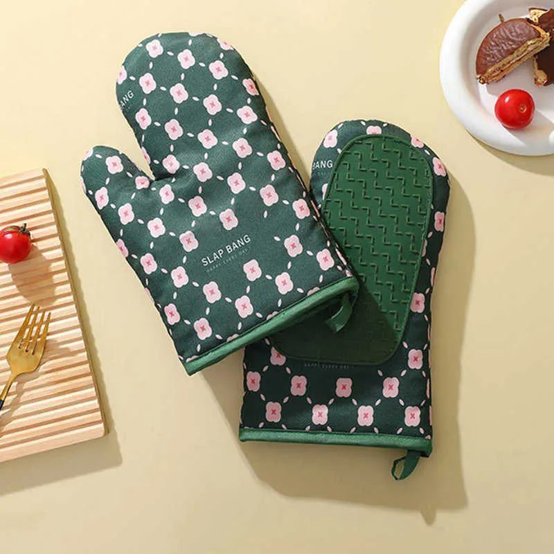 Anti-Scalding Non-Slip Insulation Oven Mitts Kitchen Heat Resistant Thickened Cotton