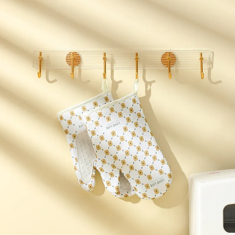 Anti-Scalding Non-Slip Insulation Oven Mitts Kitchen Heat Resistant Thickened Cotton
