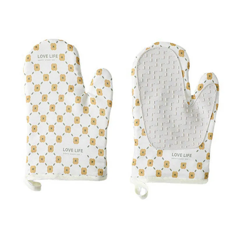 Anti-Scalding Non-Slip Insulation Oven Mitts Kitchen Heat Resistant Thickened Cotton