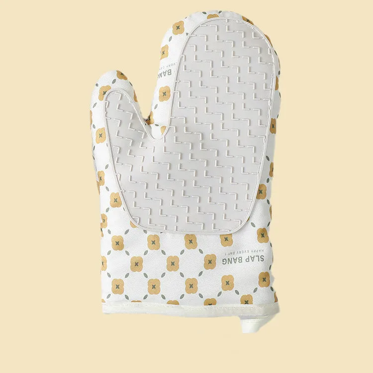 Anti-Scalding Non-Slip Insulation Oven Mitts Kitchen Heat Resistant Thickened Cotton