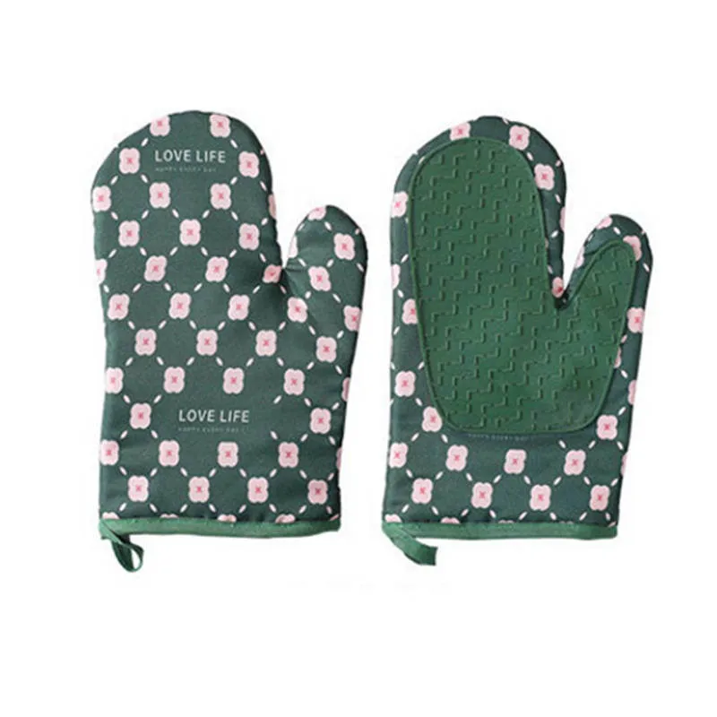 Anti-Scalding Non-Slip Insulation Oven Mitts Kitchen Heat Resistant Thickened Cotton