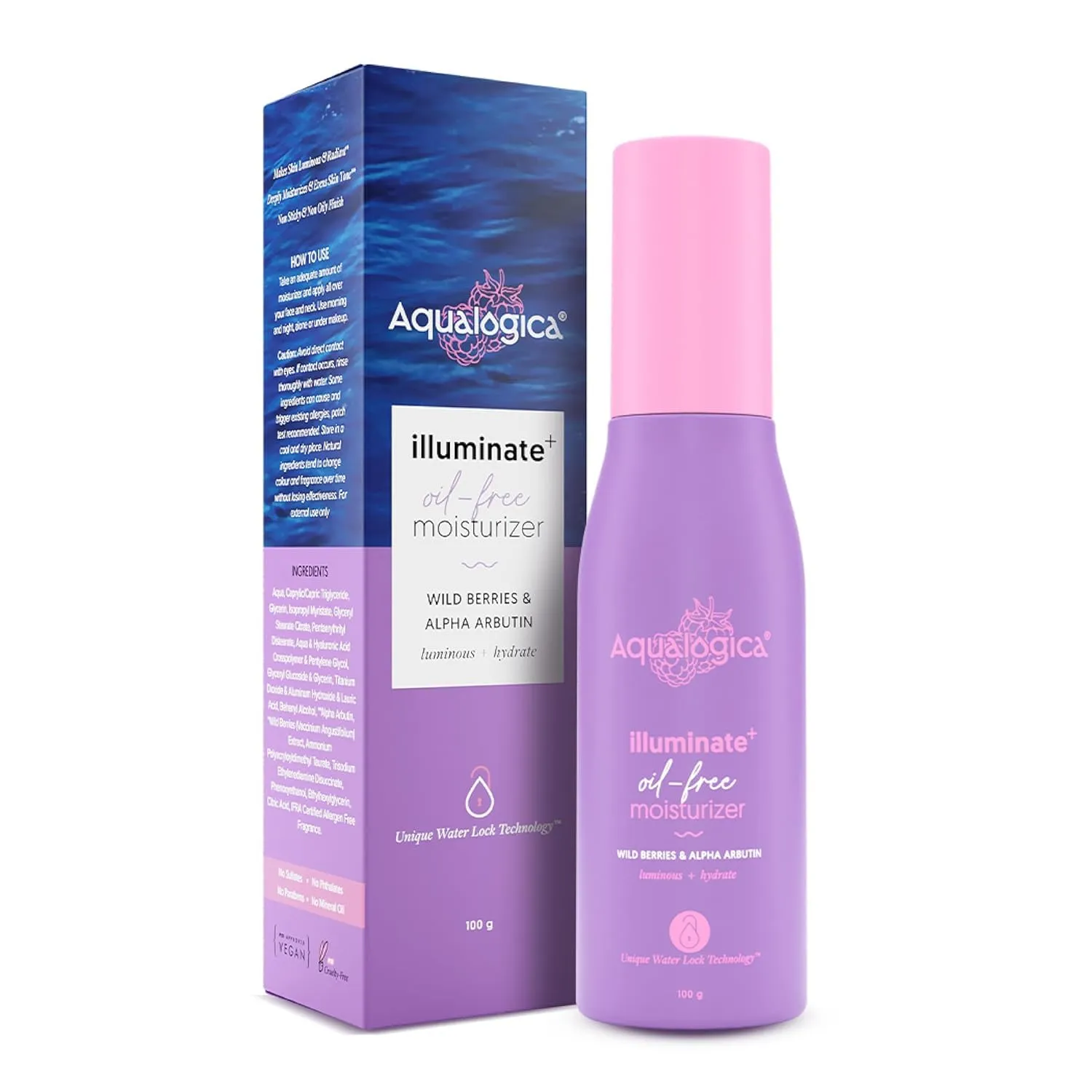 Aqua.logica Lightweight Moisturizer For Face | Hyaluronic Acid & Alpha Arbutin | Hydrating & Oil-Free | For Women & Men - 100g