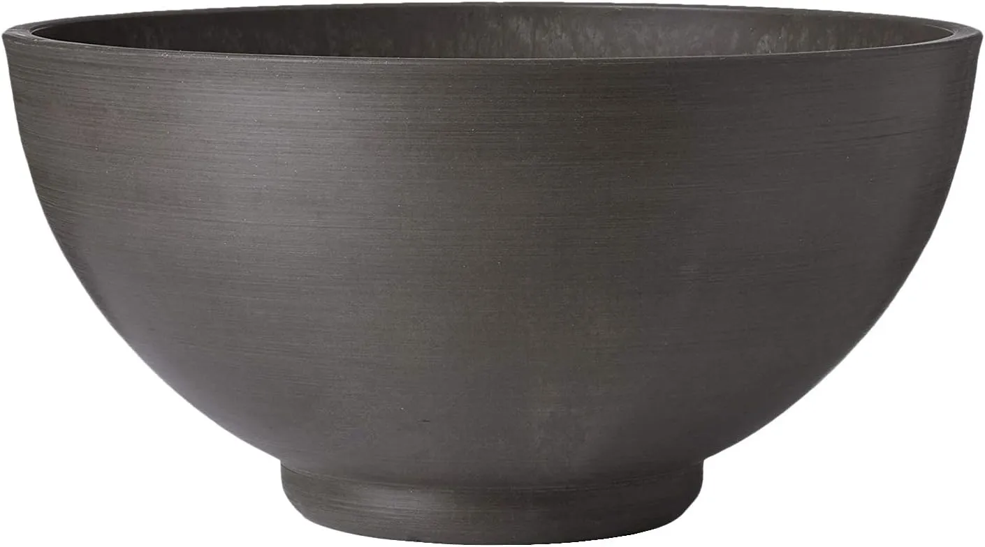 Arcadia Garden Products PSW K40DC Simplicity Round Bowl, 16 by 8-Inch, Dark Charcoal