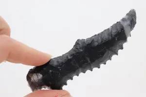 Arkansas Novaculite Curved Fantasy Serrated Knife Blade Handmade Flint Knapping Pressure Flake Techniques DIY Fantasy Blade/Point Cosplay;Reiki Energy/Wiccan Wand Cuts Ties/Negative Energy