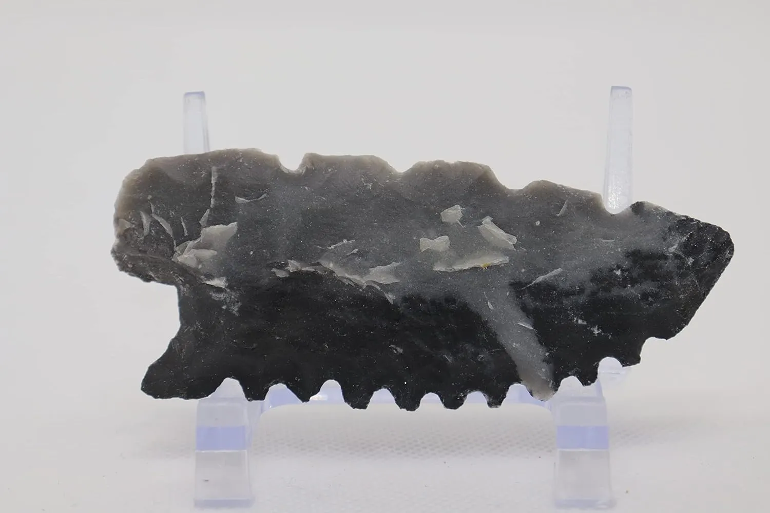Arkansas Novaculite Serrated Eccentric Notched Knife Blade Handmade using Flint Knapping Pressure Flake Techniques Fantasy Blade Point Cosplay;Reiki Energy/Wiccan Wand Cuts Ties/Negative Energy
