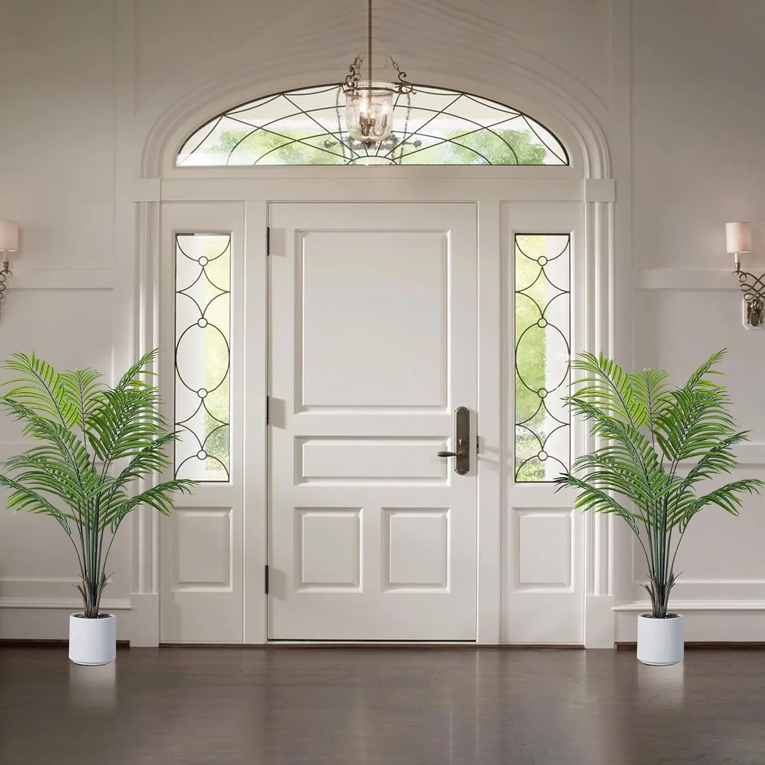 Artificial Areca Palm Tree 4FT Fake Potted Plant Faux Silk Tropical Areca Palm with 12 Trunks & Real Bark Design, Large Aritificial Plant in White Pot for Home Living Room House Warmming Floor Decor