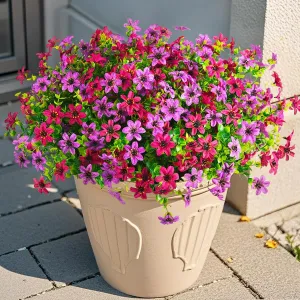 Artificial Fake Flowers for Outdoors Fake Outdoor Plants, 12 Bundle Faux Silk Daisy Flower for Spring Summer Decoration, Look Real UV Resistant for Outside Front Porch Patio Balcony Home Decor