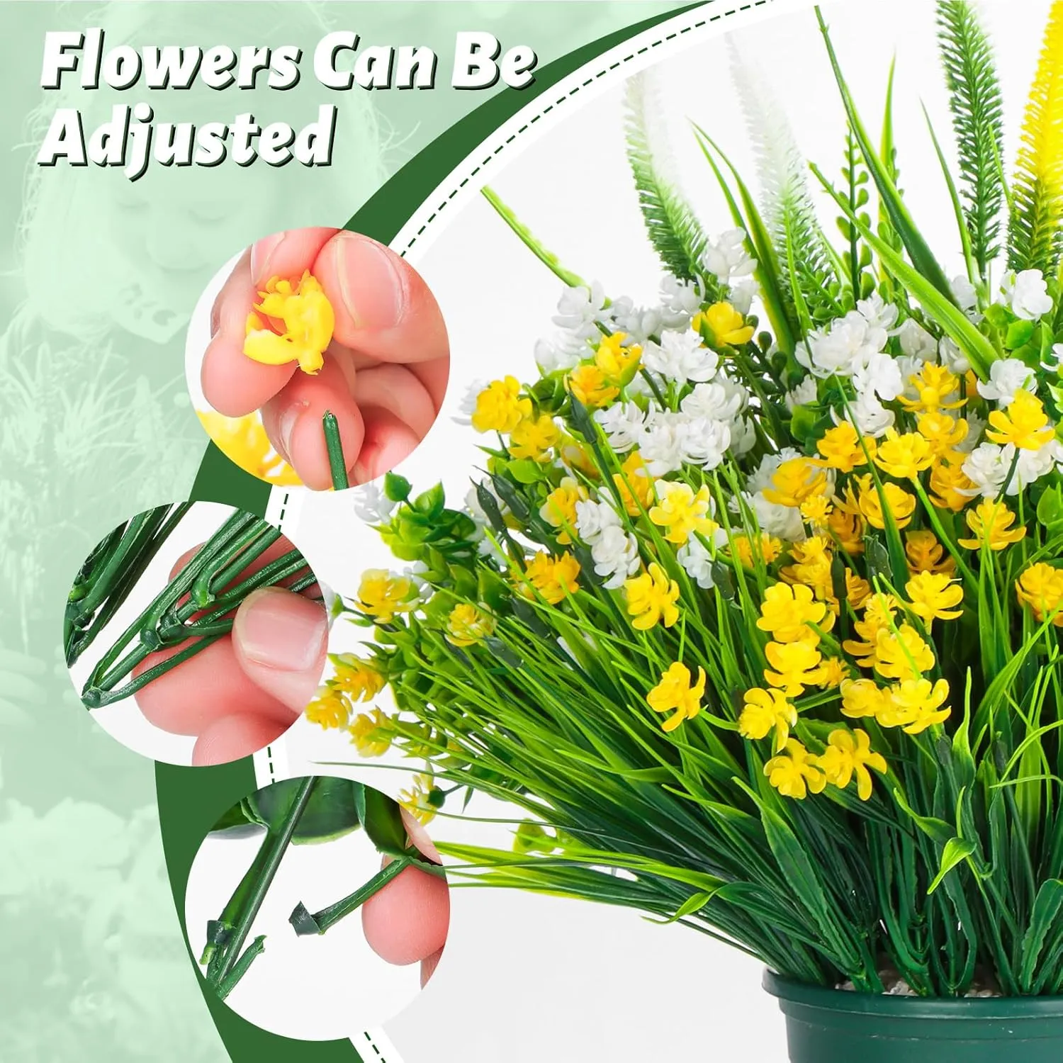 Artificial Plants Outdoor, 20PCS Artificial Flowers, UV Resistant Fake Flowers, Faux Flowers for Outdoor Planters for Front Porch Pot Decor