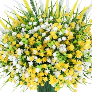 Artificial Plants Outdoor, 20PCS Artificial Flowers, UV Resistant Fake Flowers, Faux Flowers for Outdoor Planters for Front Porch Pot Decor