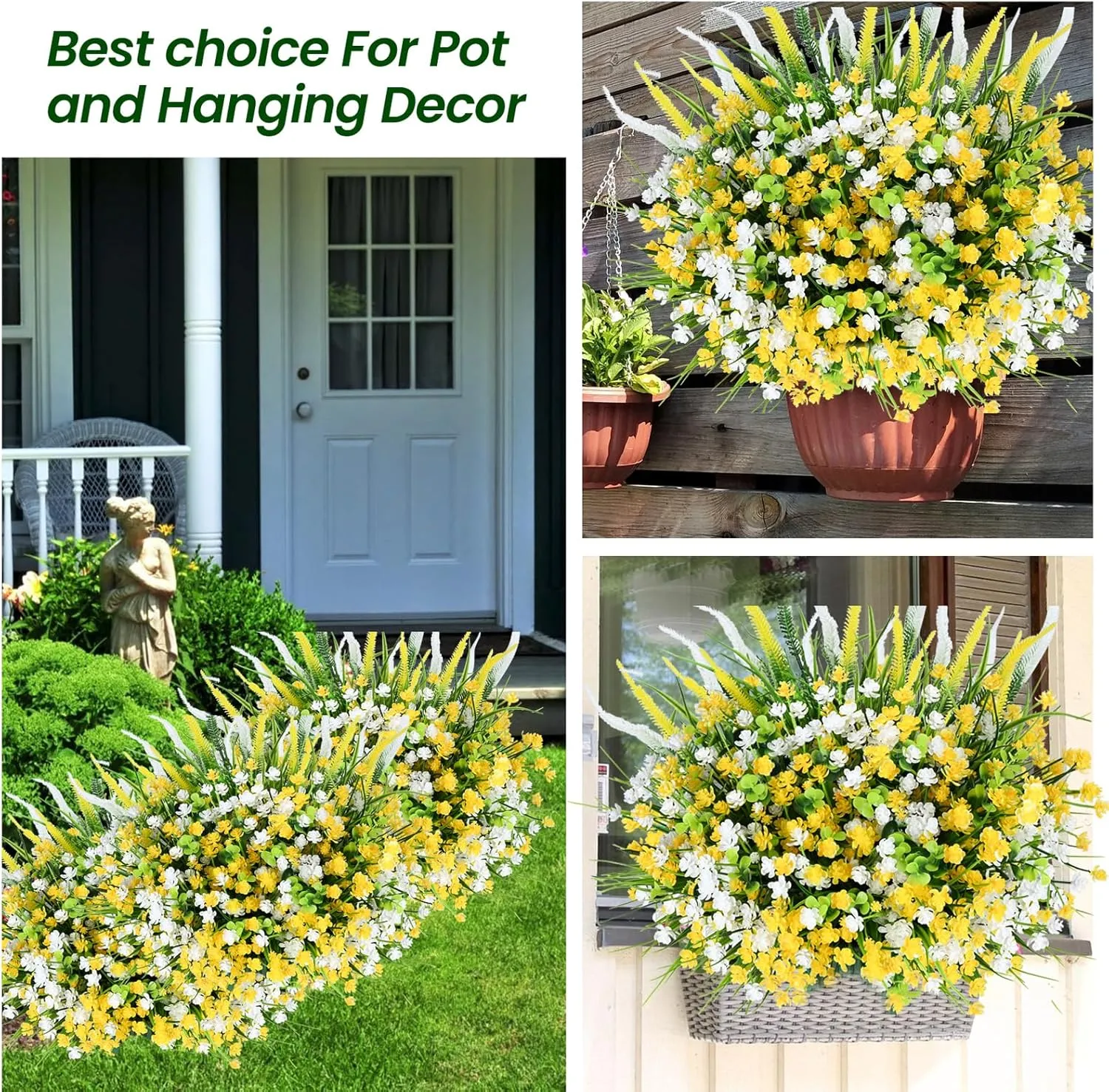 Artificial Plants Outdoor, 20PCS Artificial Flowers, UV Resistant Fake Flowers, Faux Flowers for Outdoor Planters for Front Porch Pot Decor