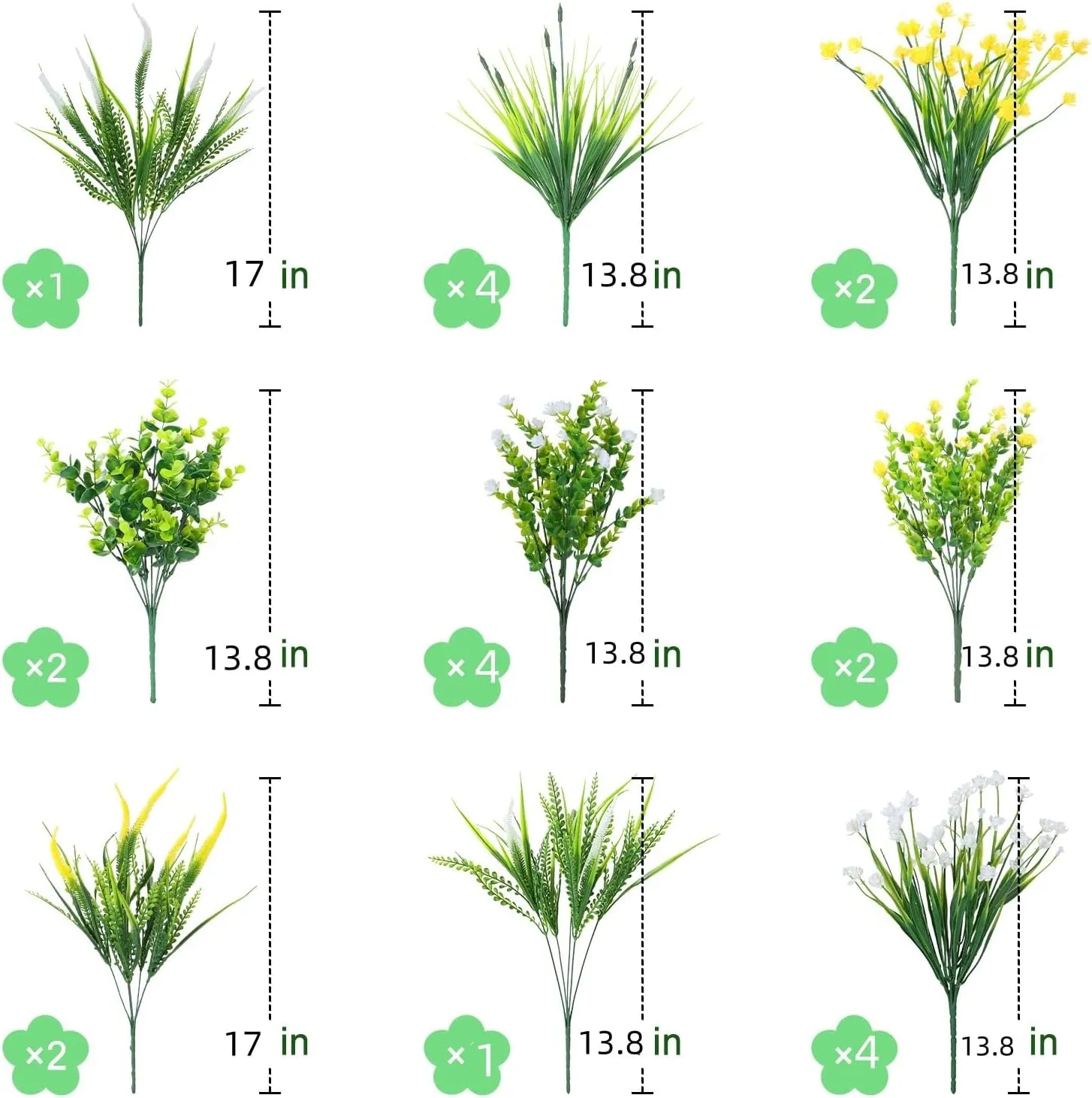 Artificial Plants Outdoor, 20PCS Artificial Flowers, UV Resistant Fake Flowers, Faux Flowers for Outdoor Planters for Front Porch Pot Decor