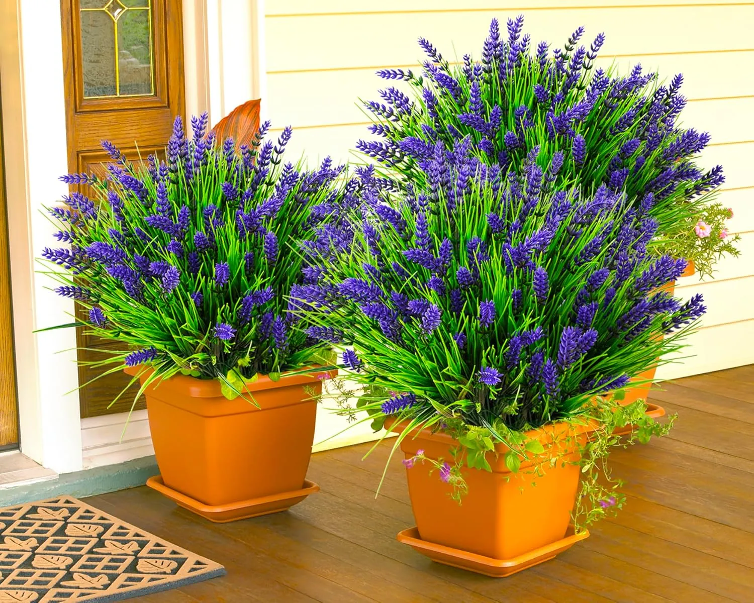 Artificial Plants Outdoor, 22 Pcs Fake Flowers UV Resistant Outdoor Fake Plants, Lavender Artificial Flowers Plastic Fake Faux Flowers Shrubs for Home Porch Garden Yard Window Box