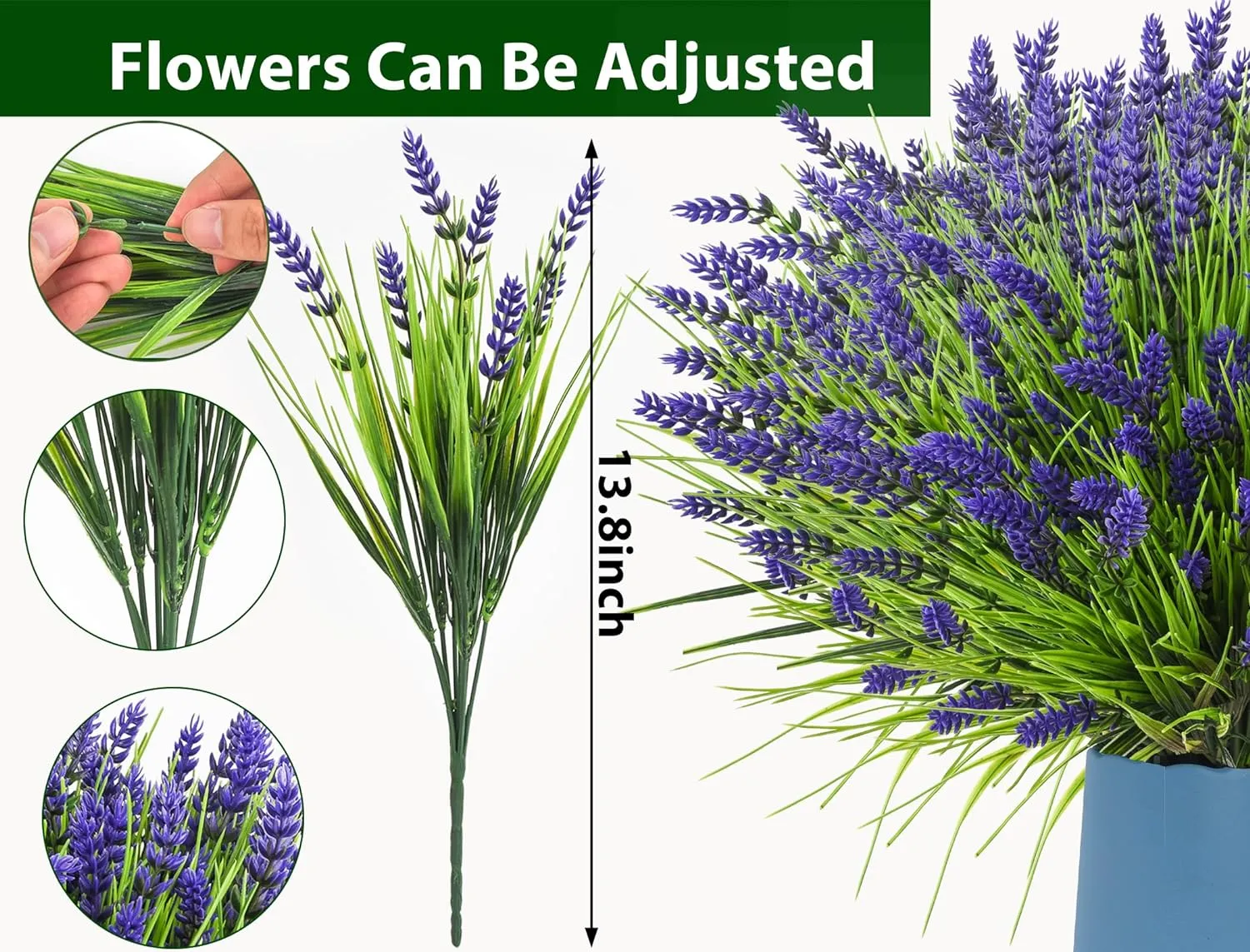 Artificial Plants Outdoor, 22 Pcs Fake Flowers UV Resistant Outdoor Fake Plants, Lavender Artificial Flowers Plastic Fake Faux Flowers Shrubs for Home Porch Garden Yard Window Box