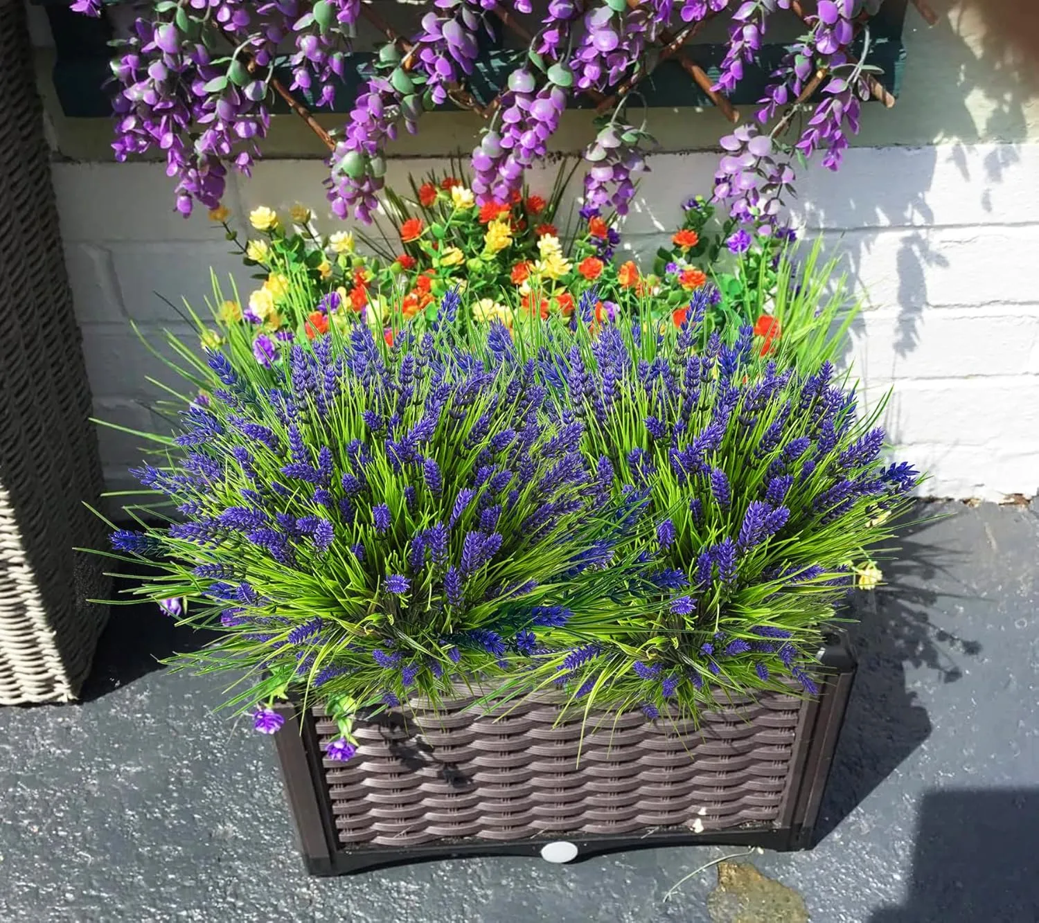 Artificial Plants Outdoor, 22 Pcs Fake Flowers UV Resistant Outdoor Fake Plants, Lavender Artificial Flowers Plastic Fake Faux Flowers Shrubs for Home Porch Garden Yard Window Box