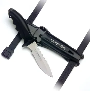 Atomic Aquatics Ti6 Titanium Durable Corrosion-Resistant Dive Knife with Lockable Sheath and Quick-Adjust Straps for Scuba Diving, Snorkeling
