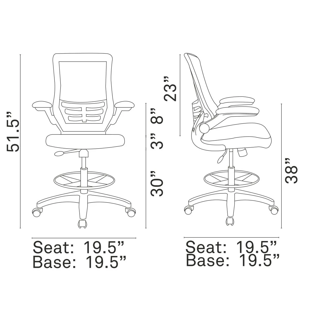 Attainment Vinyl Drafting Chair for Adjustable Height Standing Desks