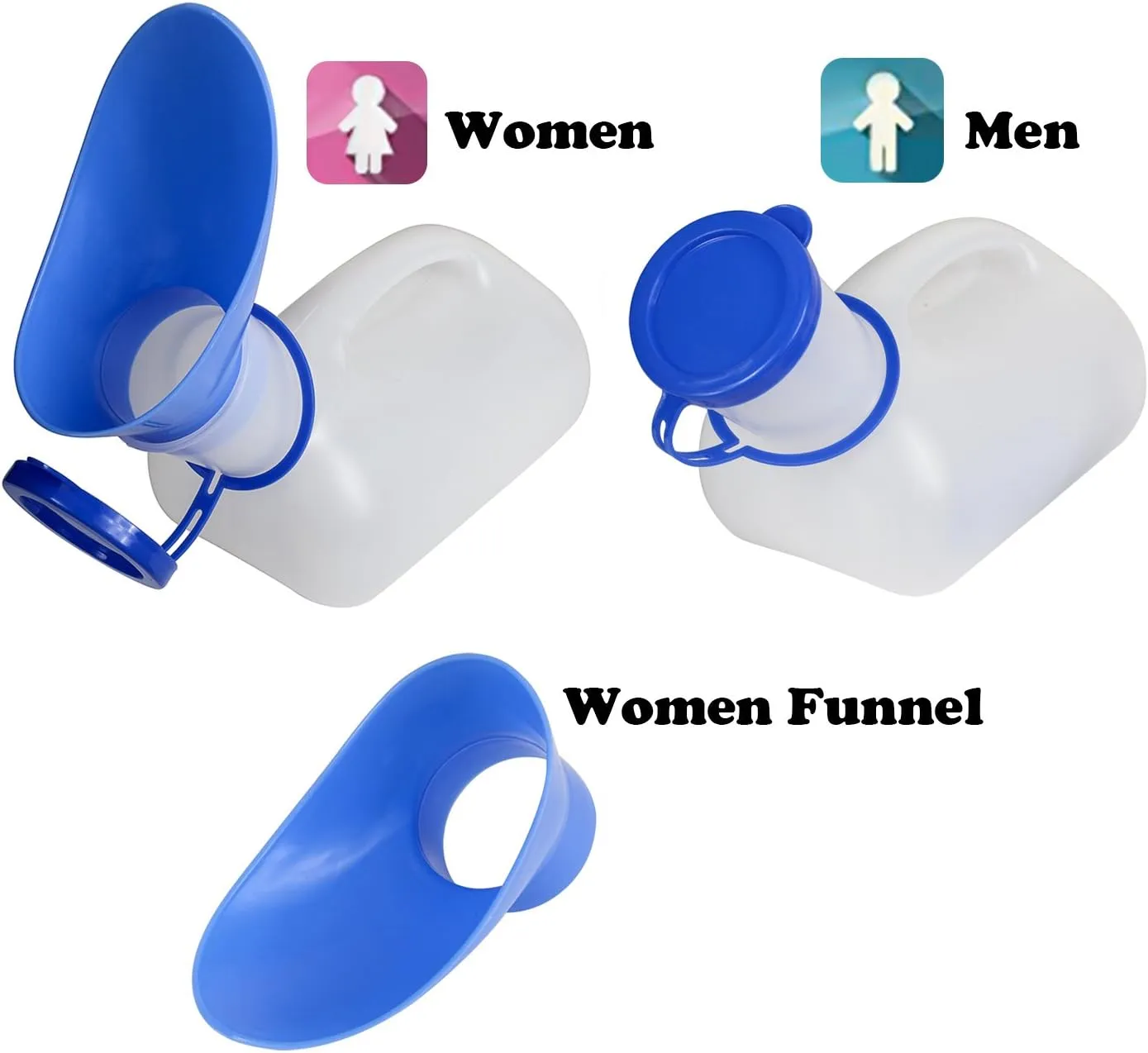AWOKEN Unisex Urinal, Portable Toilet Urinal for Men and Women, Pee Bottle with a Sealed Lid and Funnel for Elderly Kids and Patients for Camping Outdoor Travel
