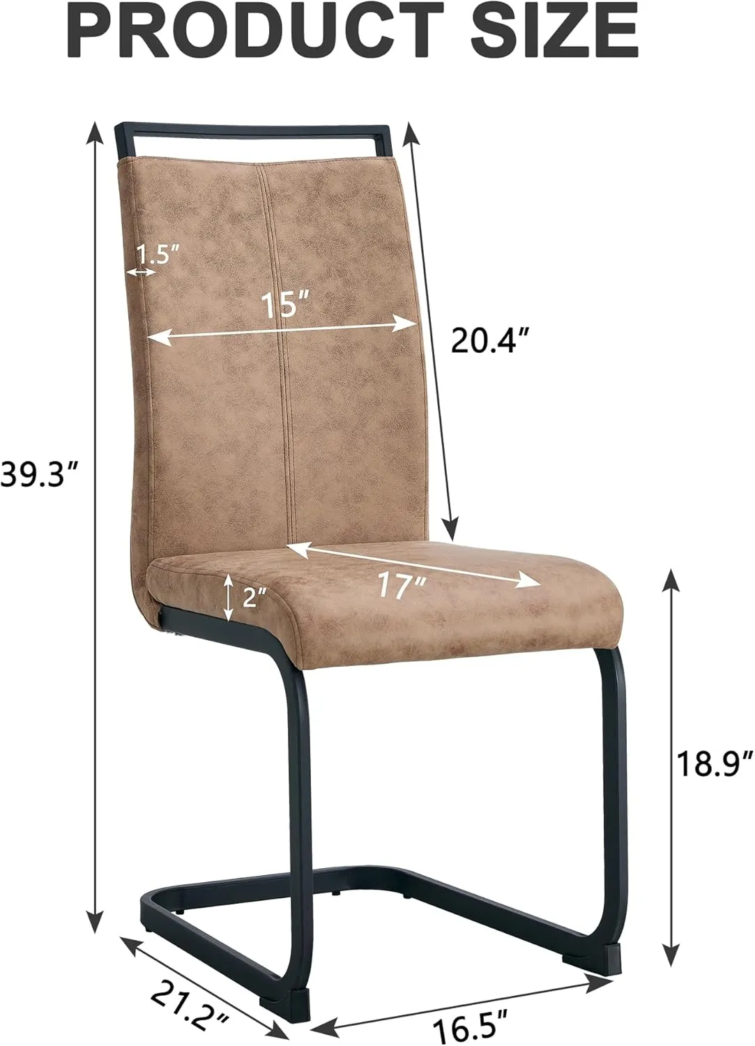 AZmac Modern Dining Chairs Set of 4,Armless Kitchen Chairs,Dining Room Chairs with Upholstered Padded Seat and Sturdy Black Legs for Dining Room,Kitchen (Set of 4, Brown-Black Leg)