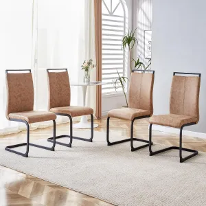 AZmac Modern Dining Chairs Set of 4,Armless Kitchen Chairs,Dining Room Chairs with Upholstered Padded Seat and Sturdy Black Legs for Dining Room,Kitchen (Set of 4, Brown-Black Leg)