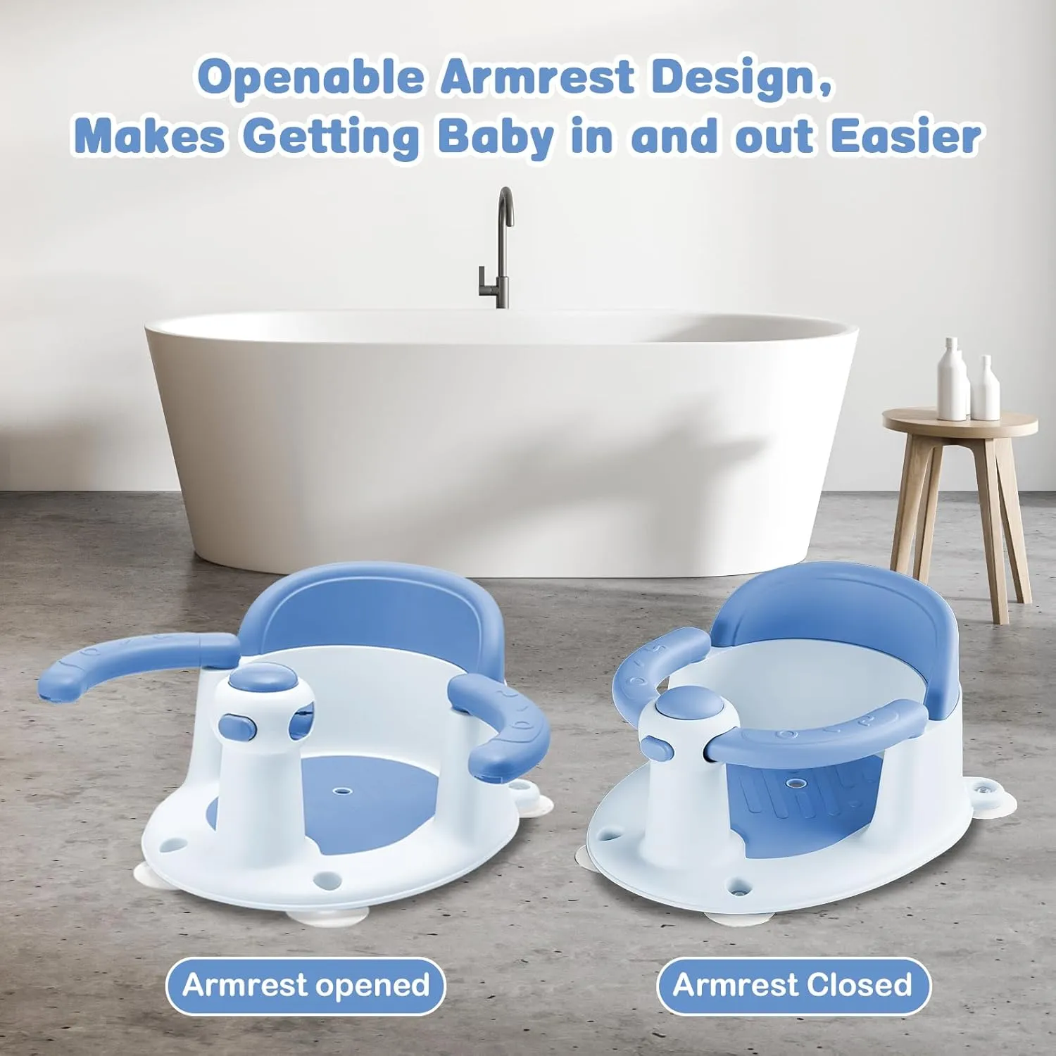 Baby Bath Seat for Babies 6 Months & up, Sure & Secure Suction Cups, Non-Slip Baby Bath Seat, Detachable, Safe & Comfortable Baby Bath Support, Sit Up Bath Seat for Baby, Blue