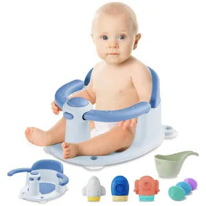 Baby Bath Seat for Babies 6 Months & up, Sure & Secure Suction Cups, Non-Slip Baby Bath Seat, Detachable, Safe & Comfortable Baby Bath Support, Sit Up Bath Seat for Baby, Blue