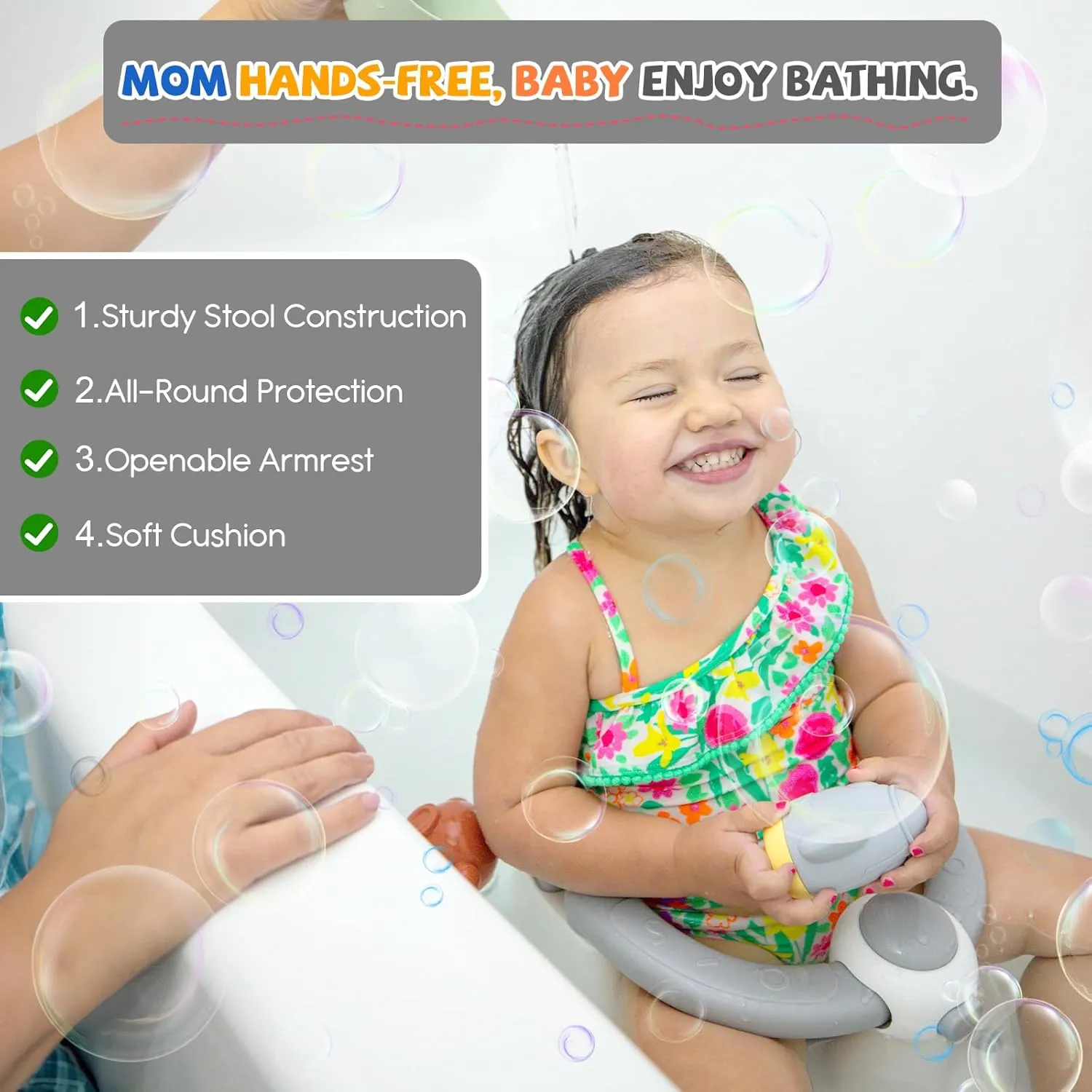 Baby Bath Seat for Babies 6 Months & up, Sure & Secure Suction Cups, Non-Slip Baby Bath Seat, Detachable, Safe & Comfortable Baby Bath Support, Sit Up Bath Seat for Baby, Blue