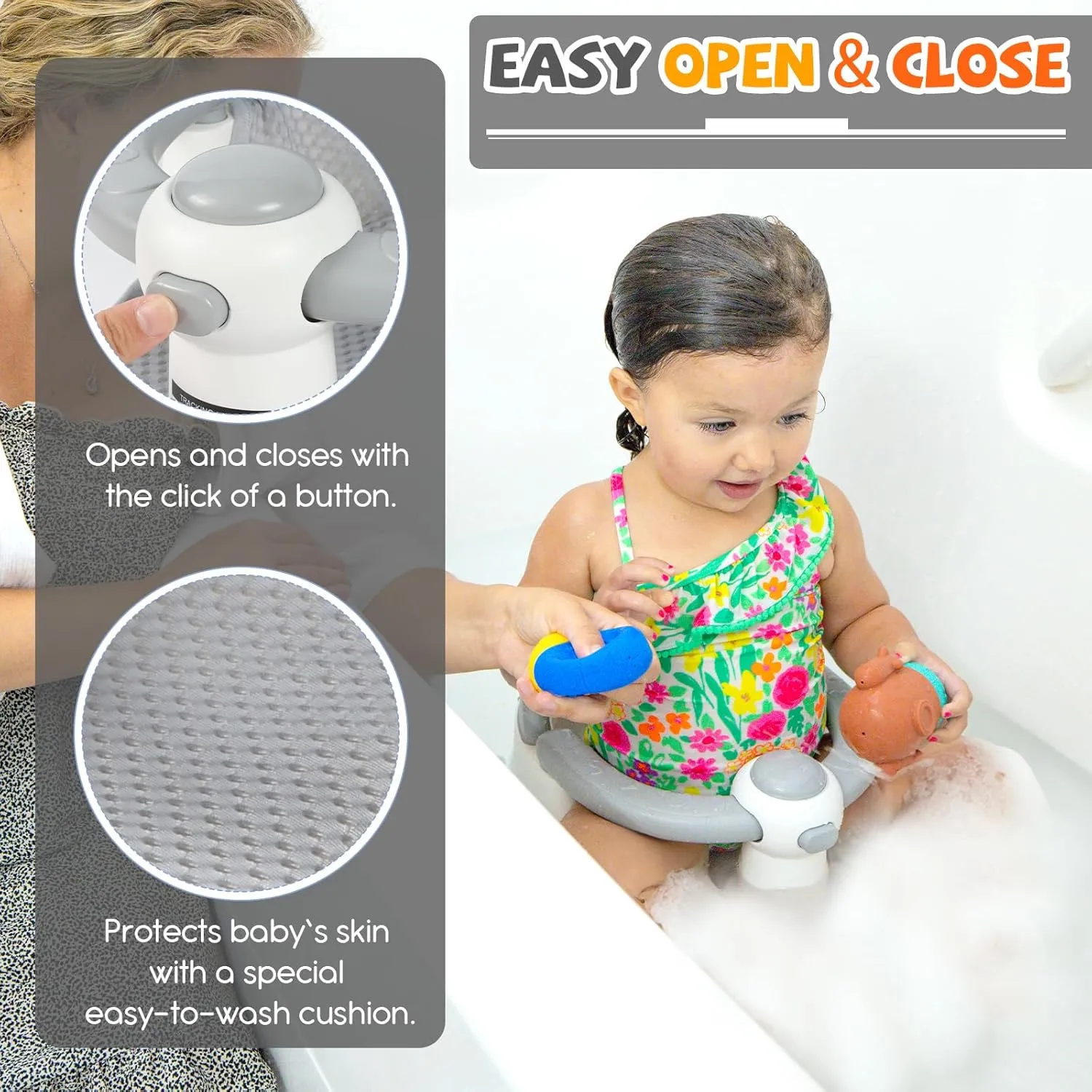 Baby Bath Seat for Babies 6 Months & up, Sure & Secure Suction Cups, Non-Slip Baby Bath Seat, Detachable, Safe & Comfortable Baby Bath Support, Sit Up Bath Seat for Baby, Blue