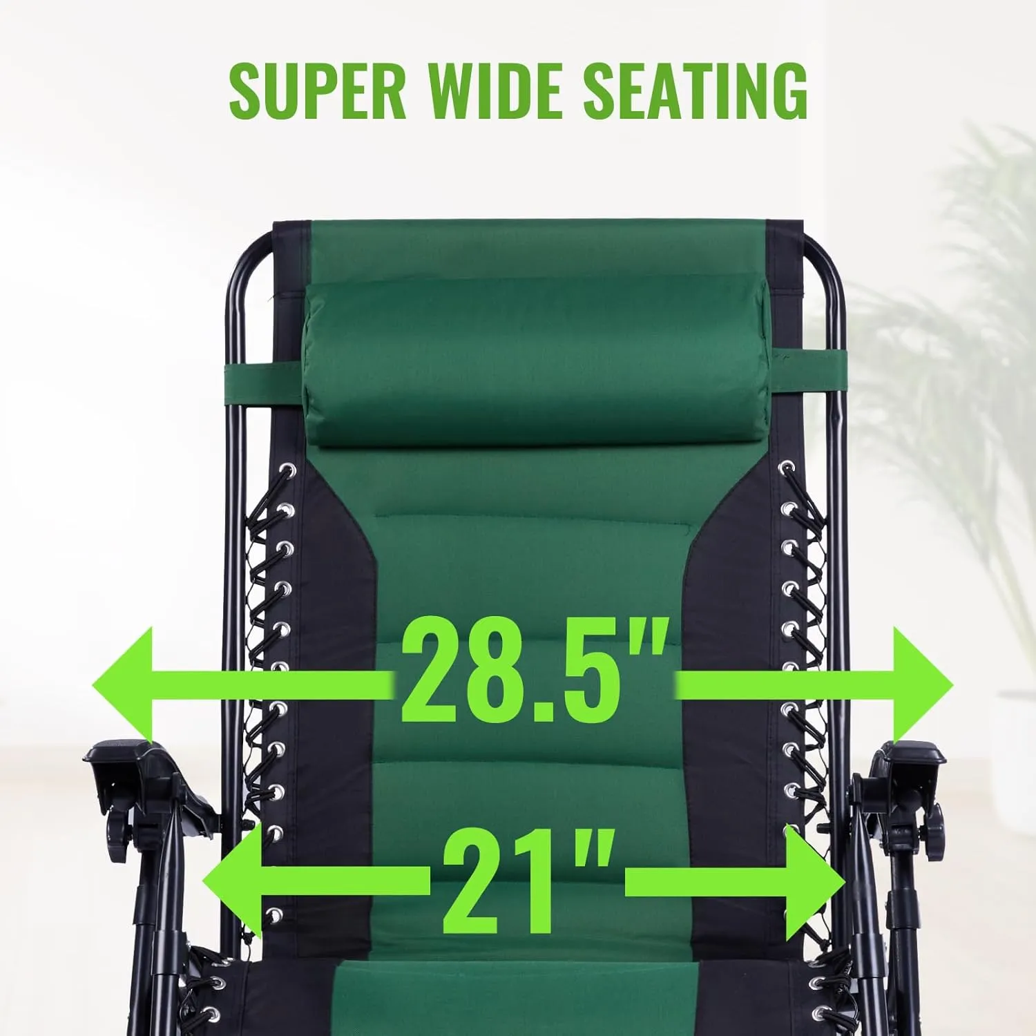 Backyard Expressions Deluxe XL Padded Recliner Chair – Ergonomic Anti-Gravity Lounger with Folding Design, Side Tray, and Adjustable Headrest