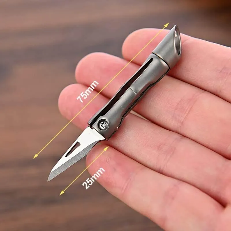 Bamboo Keychain Knife - Titanium Alloy EDC Tool