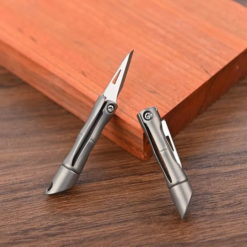 Bamboo Keychain Knife - Titanium Alloy EDC Tool
