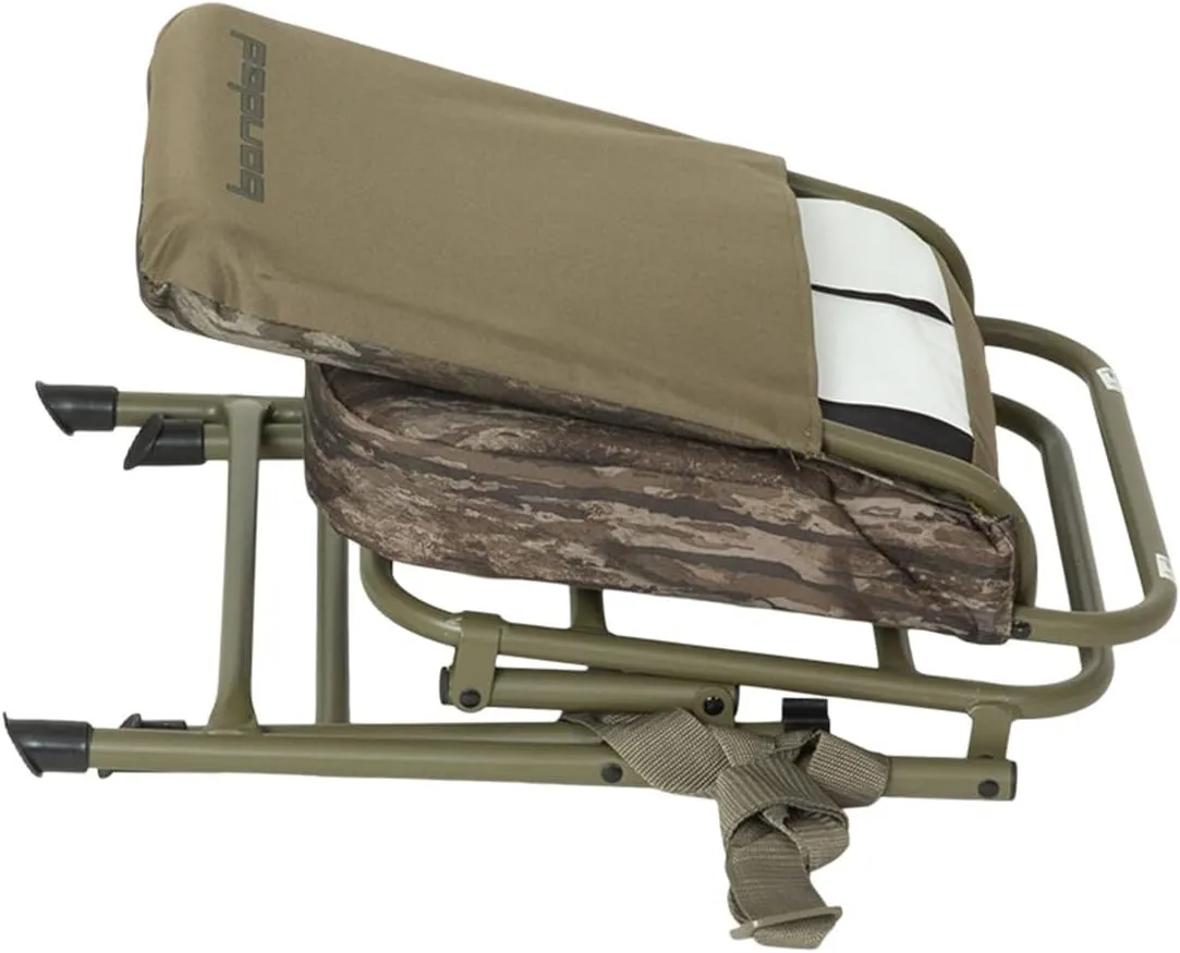 Banded Swivel Blind Chair – 360° Silent Rotation, Adjustable Legs, Padded Seat for Hunting (Realtree Max-7, Regular)