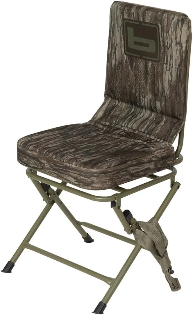 Banded Swivel Blind Chair – 360° Silent Rotation, Adjustable Legs, Padded Seat for Hunting (Realtree Max-7, Regular)