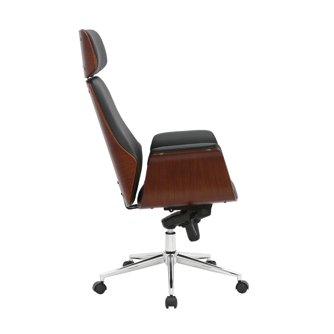 Baver Faux Leather Mid-Century Executive Office Chair Corrigan Studio® Upholstery Color: Black