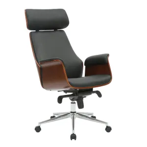 Baver Faux Leather Mid-Century Executive Office Chair Corrigan Studio® Upholstery Color: Black