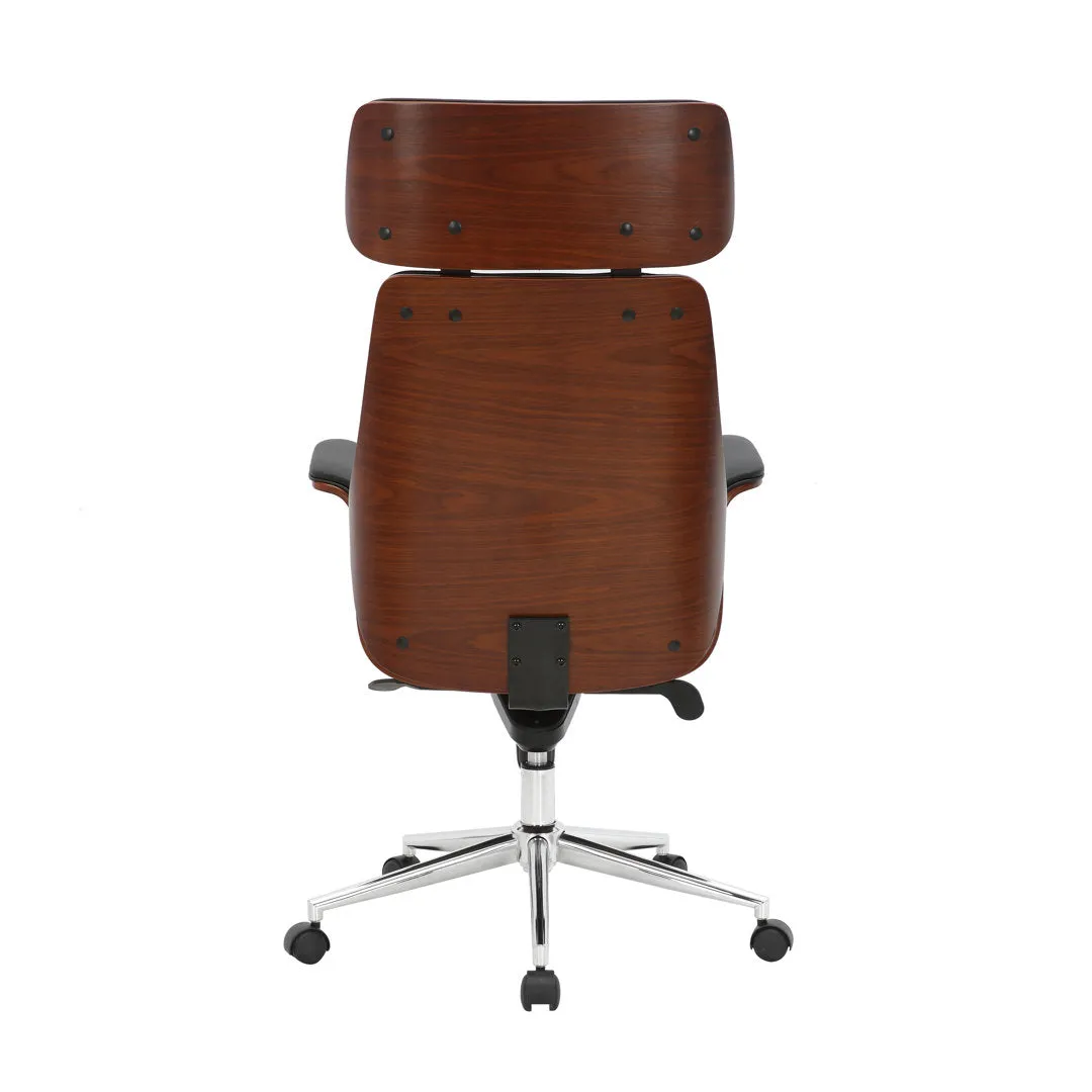 Baver Faux Leather Mid-Century Executive Office Chair Corrigan Studio® Upholstery Color: Black