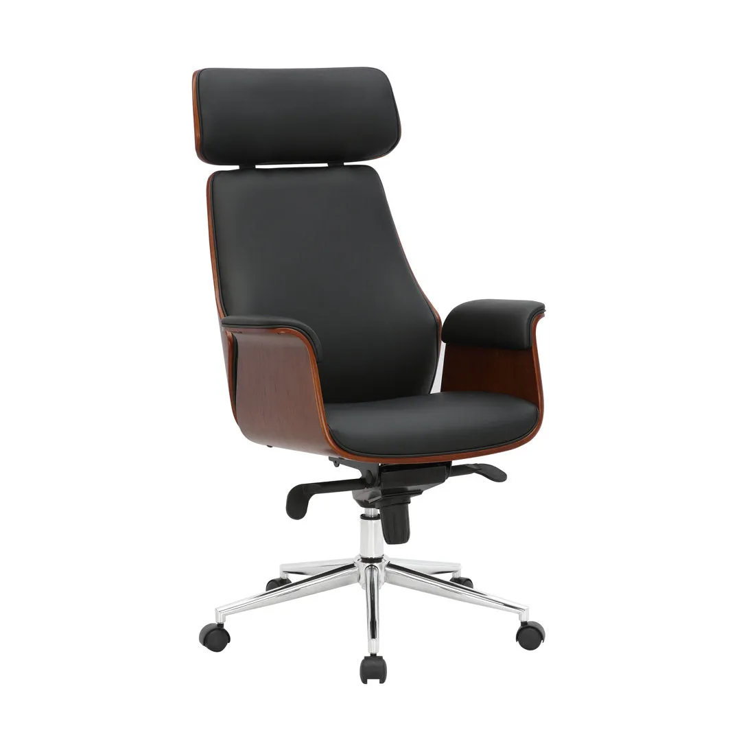 Baver Faux Leather Mid-Century Executive Office Chair Corrigan Studio® Upholstery Color: Black