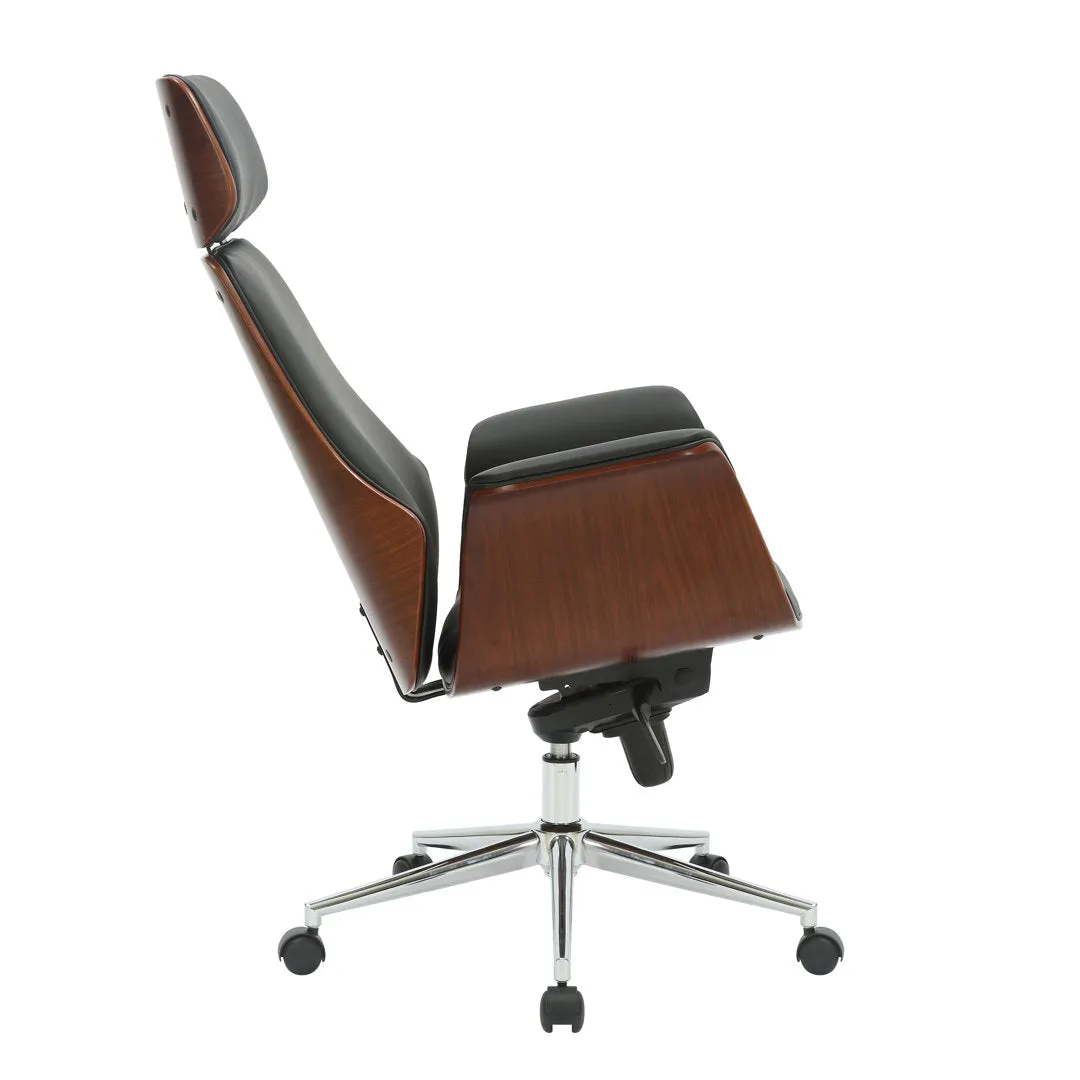 Baver Faux Leather Mid-Century Executive Office Chair Corrigan Studio® Upholstery Color: Black