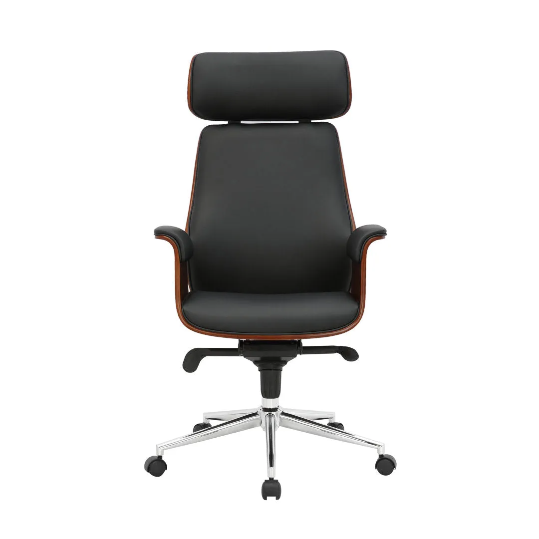Baver Faux Leather Mid-Century Executive Office Chair Corrigan Studio® Upholstery Color: Black