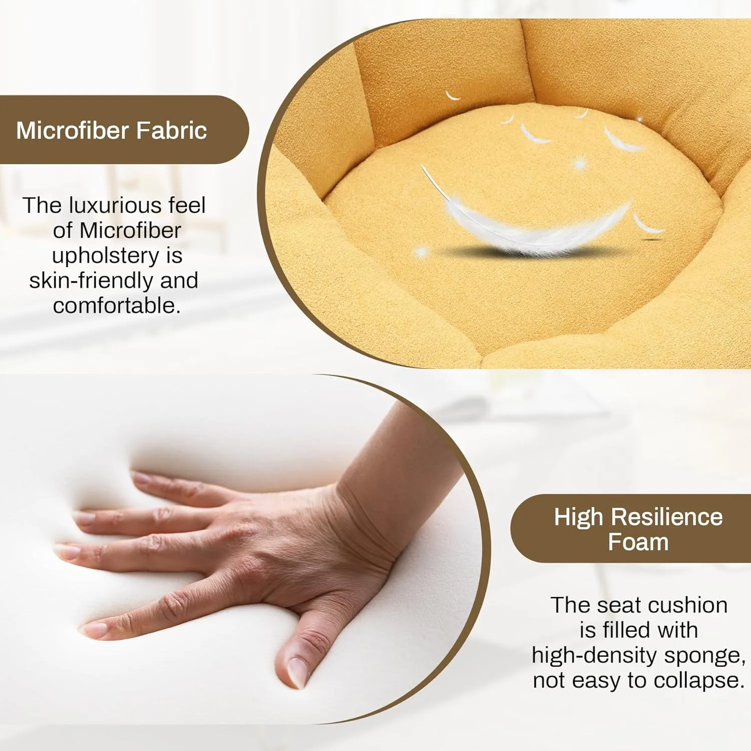 Bean Bag Sofa Chair with Ottoman, Comfy Microfiber Large Lazy Sofa with Footstool, Oversized Upholstered Fluffy Beanbag Chair with Memory Foam Filler for Living Room, Bedroom, Yellow