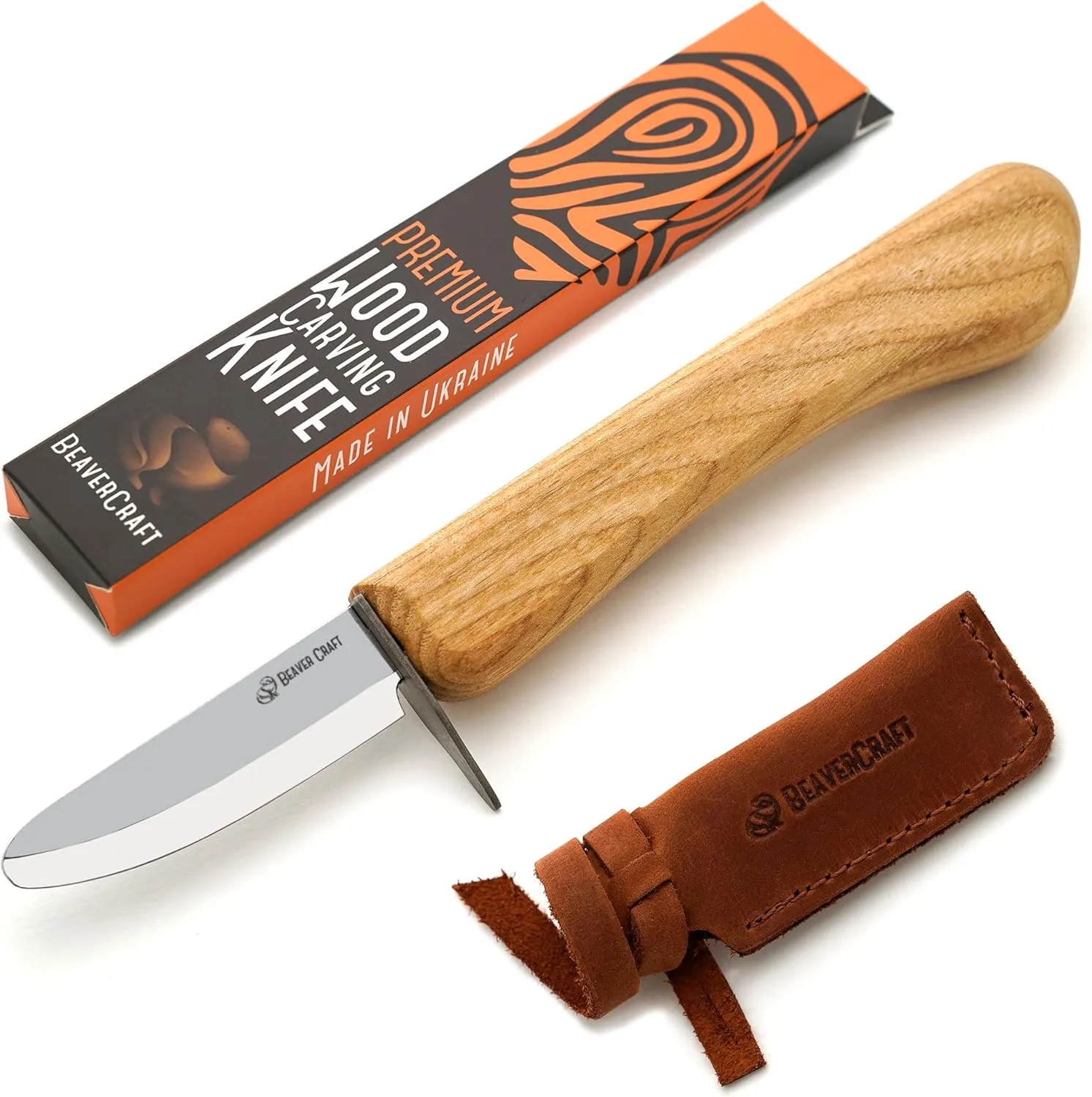 BeaverCraft Whittling Knife for Kids, Beginners - Safety Wood Carving Knife C1 Kid - Whittling Knives with Rounded Tip for Children, Entry-Level Carvers - Wood Carving Tools for Beginners, Boy Scout