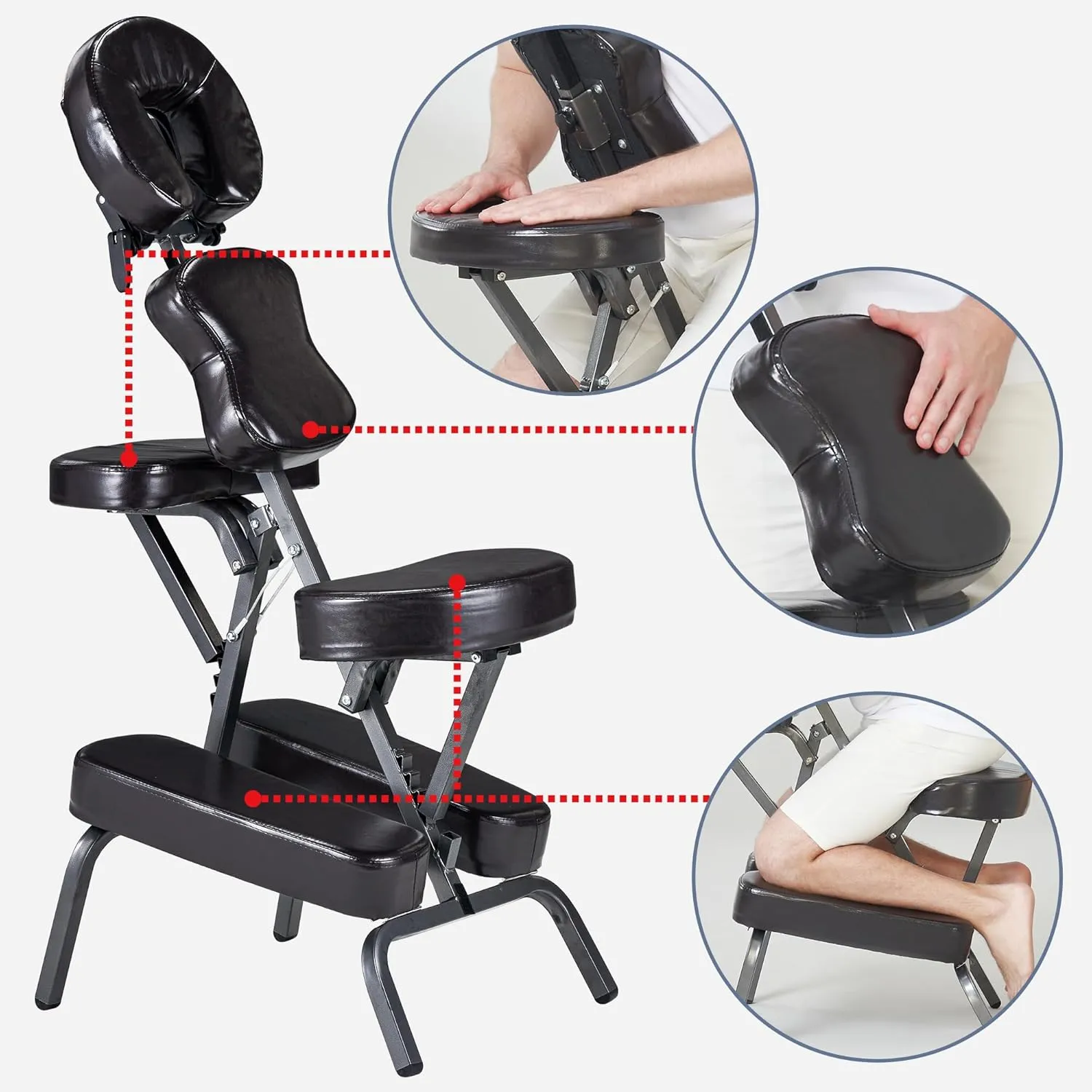 Bedford Massage Chair Portable- Lightweight with Carrying Case- Height Adjustable Folding Massage Chair Face Cradle Salon SPA