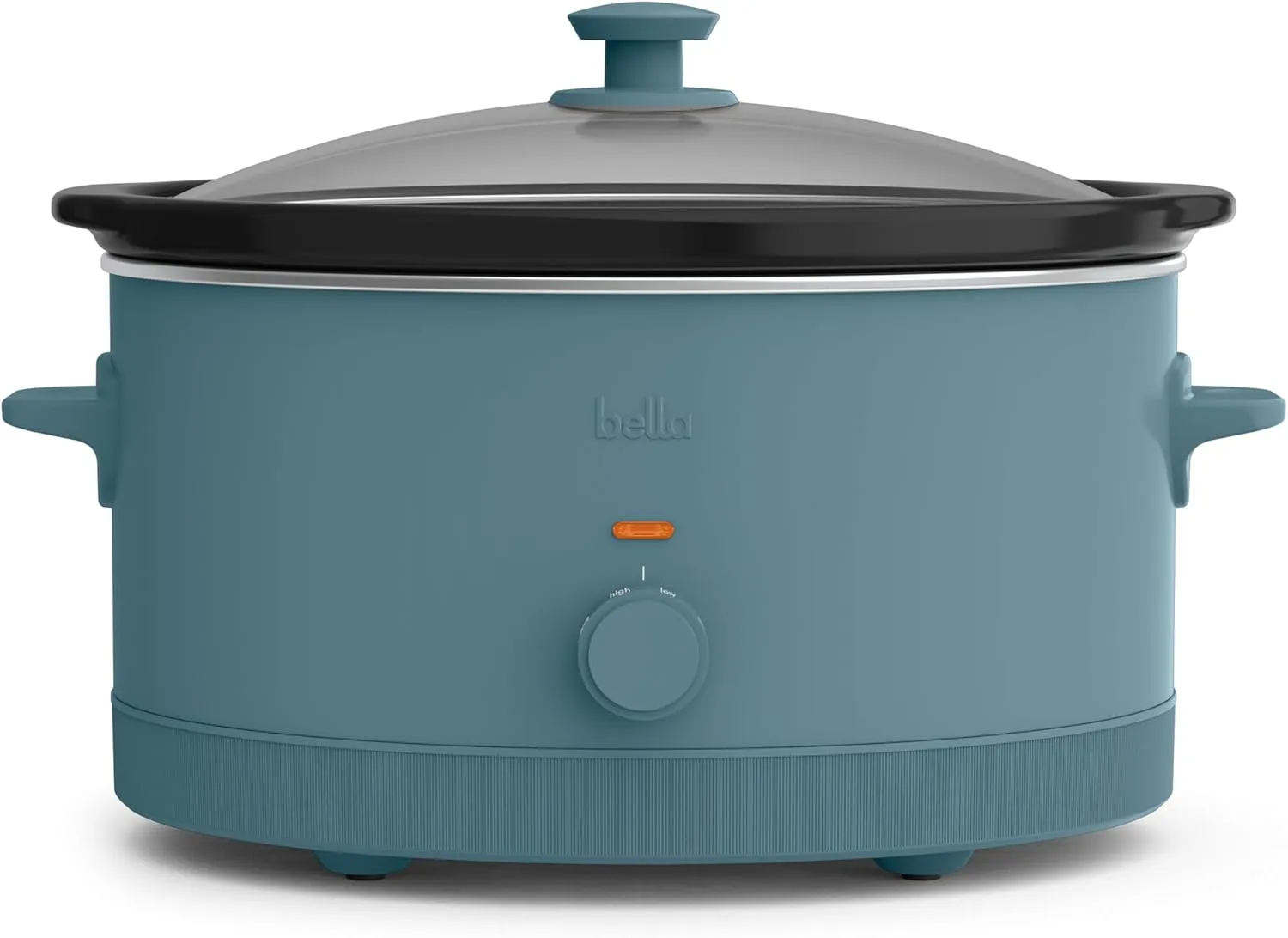 bella 6.0 Qt Manual Slow Cooker, EverGood™ Ceramic Nonstick Coating, 3 Temperature Settings, Dishwasher Safe Stoneware Pot and Tempered Glass Lid, Cool Touch Handles & Tangle Free Cord Wrap, Surf