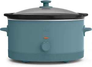 bella 6.0 Qt Manual Slow Cooker, EverGood™ Ceramic Nonstick Coating, 3 Temperature Settings, Dishwasher Safe Stoneware Pot and Tempered Glass Lid, Cool Touch Handles & Tangle Free Cord Wrap, Surf